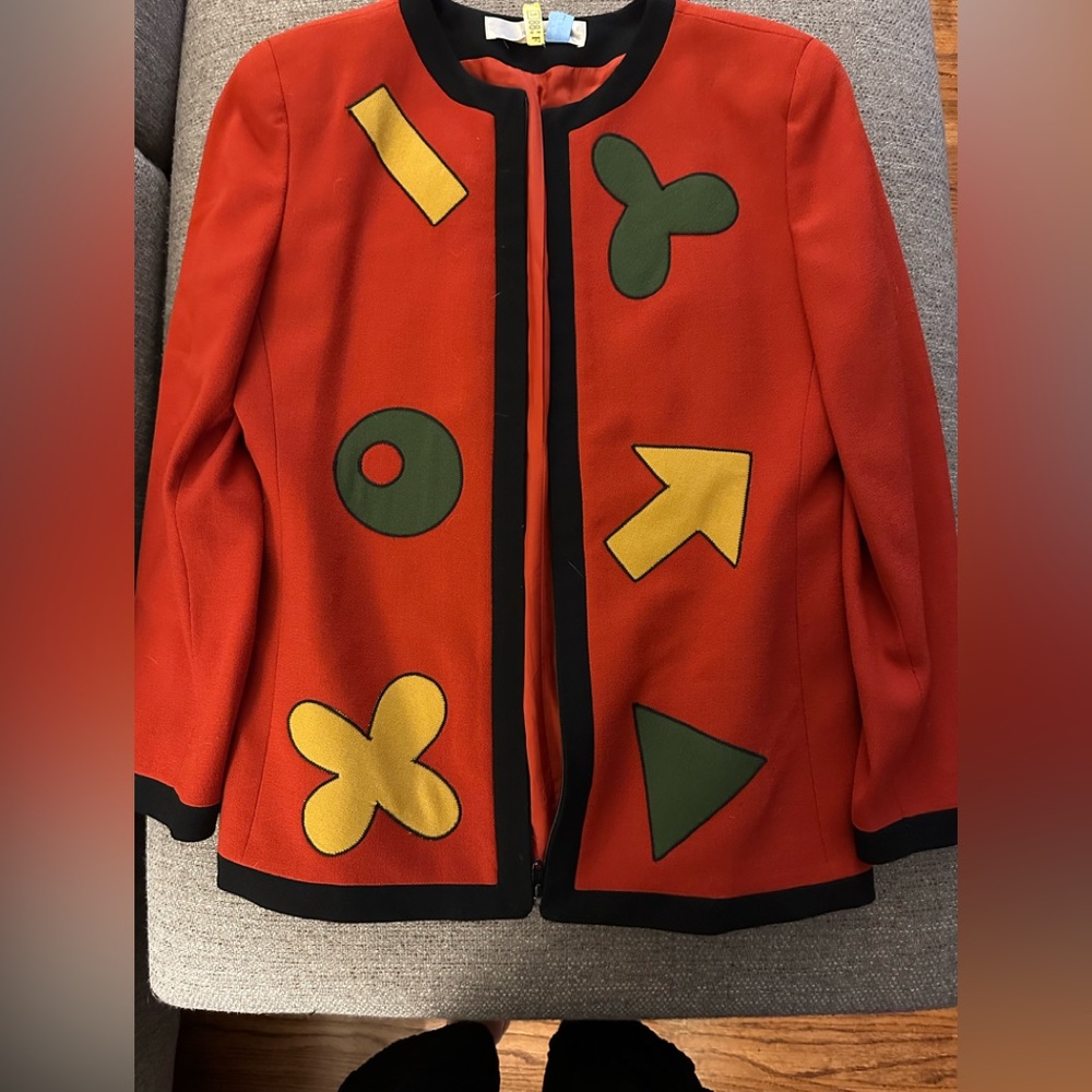 Stunner  80s Vintage Wool Jacket Designer Charlotte Neuville zipper up, size 12.
